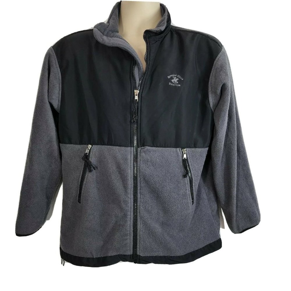 Beverly Hills Polo Club Jacket Embroidered Black Zip-Up Youth Size Large 14/16
